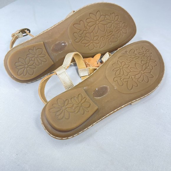 B.O.C. Womens Gold Leather Floral Sandals Adjustable Ankle Strap - Picture 9 of 9
